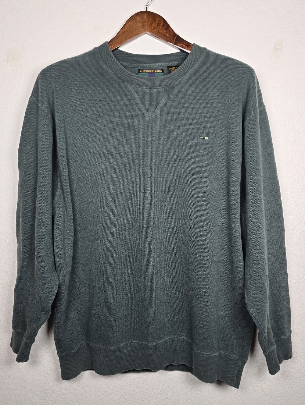 Vintage 90s Alexander Julian Colours Knit Crewneck Sweater Sage Green L